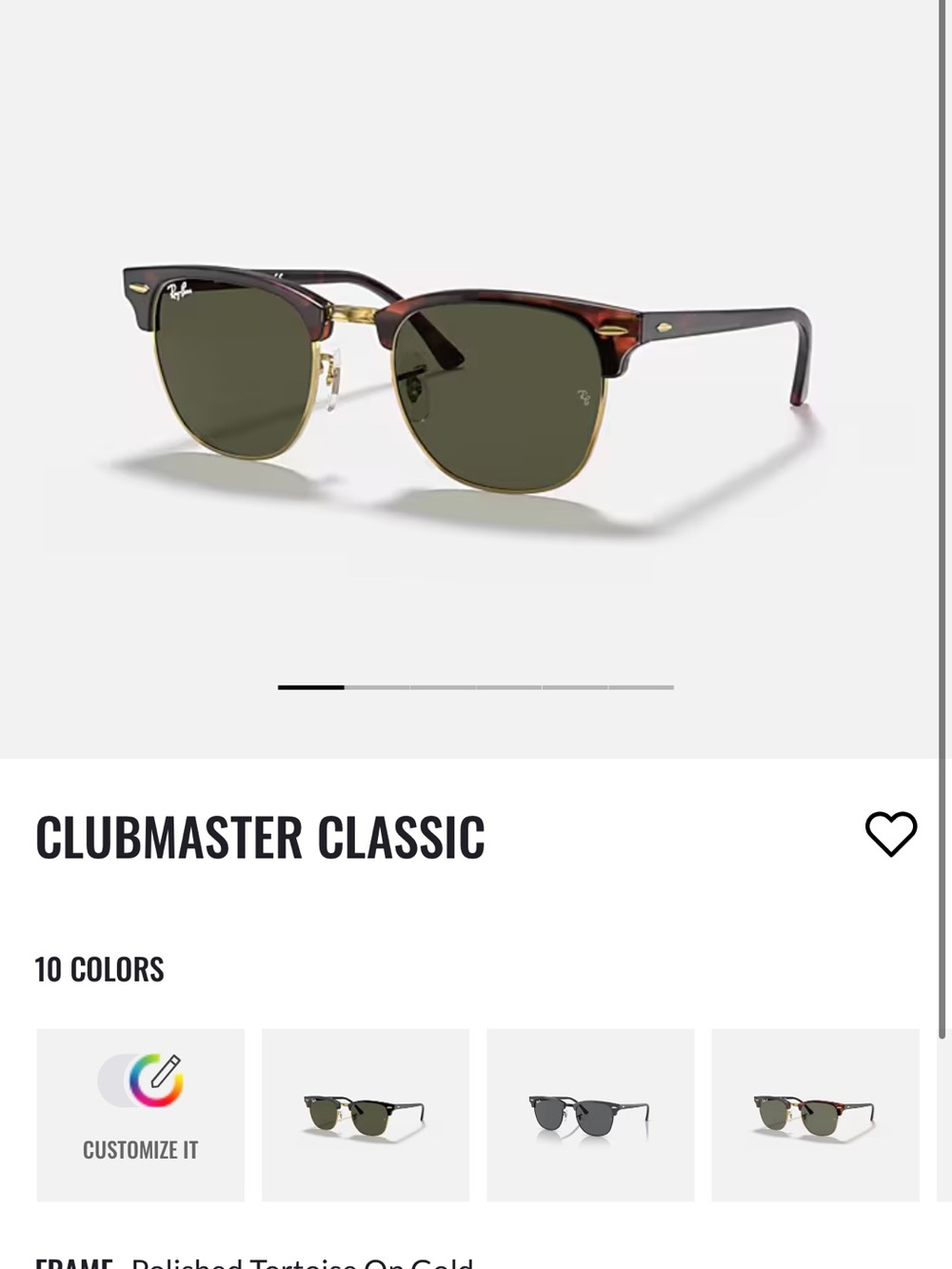 Ray-Ban Clubmaster Sunglasses - Tortoise Frame with Green Lenses - Picture 4 of 4